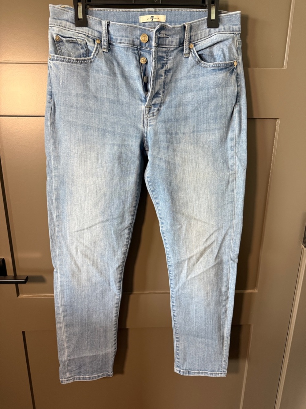 7 For All Mankind Josefina Light Blue Button-Fly Jeans